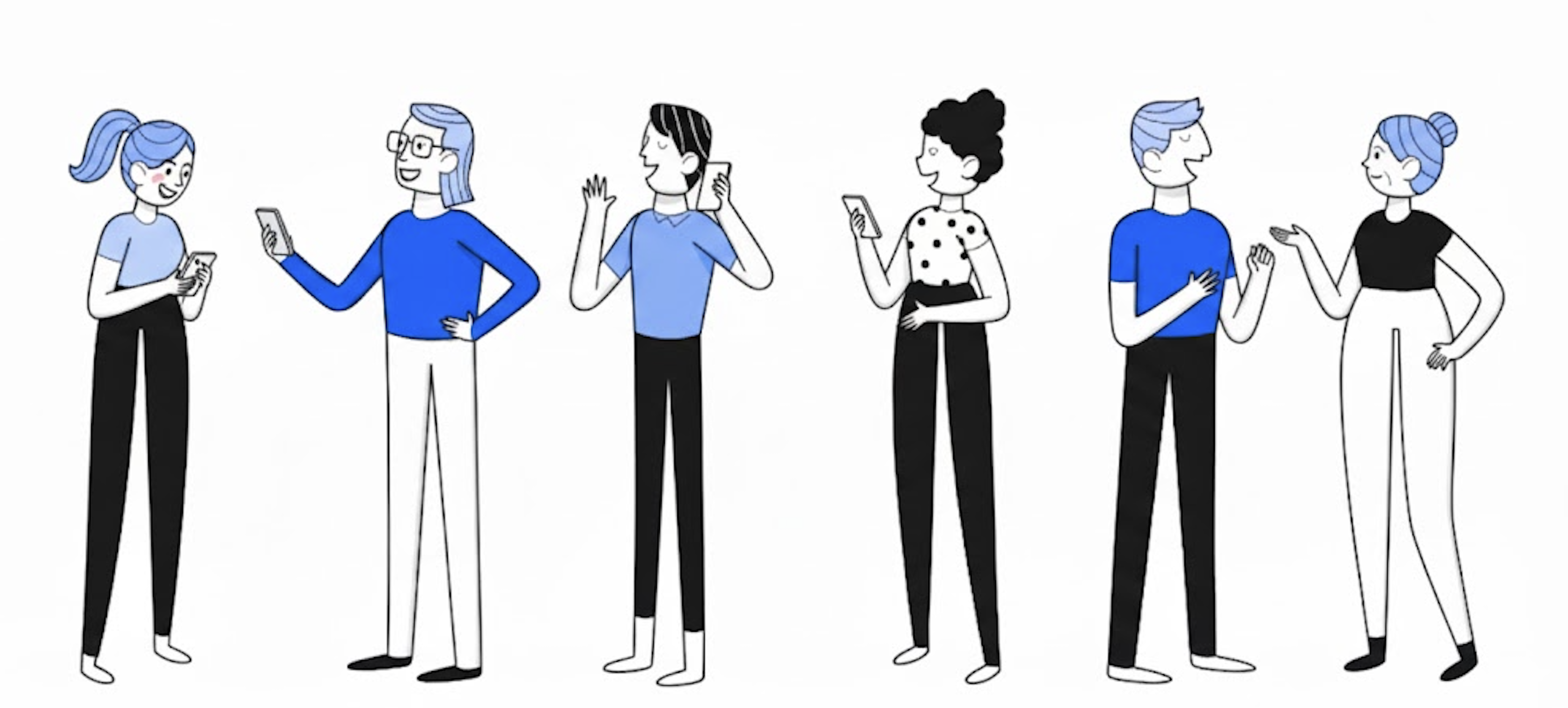 People happily using their phones